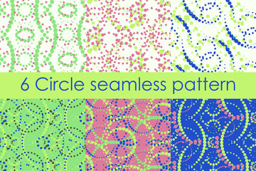 Pack of 6 summer bright seamless abstract patterns in pastel shades