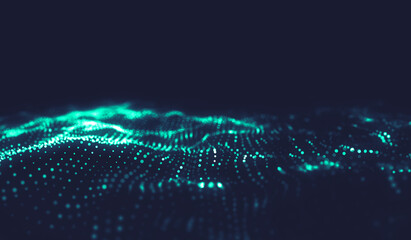 Abstract polygonal space low poly dark background with connecting dots and lines.