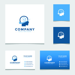 Mind neurons logo templates vector and business cards