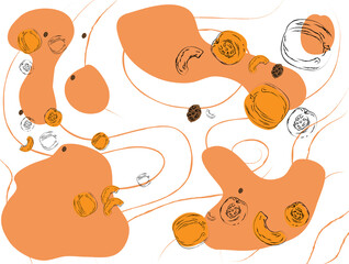  pattern with the image of an abstract drawn fruit peach.  great for printing banners, postcards, business cards, posters