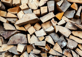 Reserves of birch logs closeup background