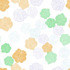 Light Multicolor vector seamless elegant background with flowers. Colorful illustration in doodle style with flowers. Template for business cards, websites.