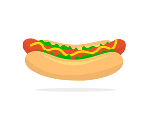 Hot Dog. Vector isolated flat illustration fast food for poster, menus, brochure, web and icon fastfood.