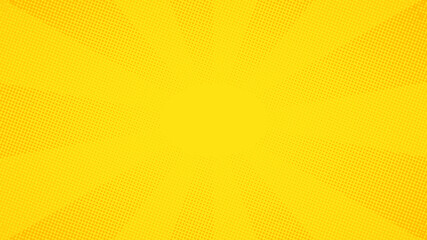 Yellow pop art comic halftone dots background, vector illustration