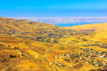 View from top of Mount Nebo the place where Moses was granted a view of the Promised Land, to...