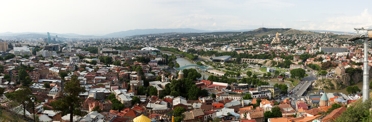 Fototapeta na wymiar Tblisi town, a panoramic view