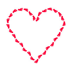 Herz aus Füßchen Schritten Fußabdruck Füße barfuß Schritte Barfußpfad Pfad Kinderfüße Junge Mädchen Symbol Logo Design Vector Vektor Layout Vorlage Template gehen laufen Zehen Liebe footprints foots  