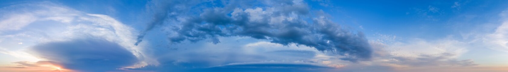 Obraz premium Large panorama with sunset sky with multicolor clouds