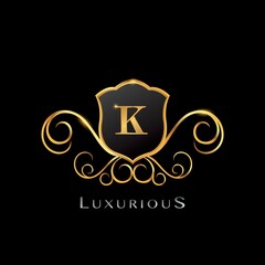 Golden Luxurious Letter H logo, elegance vector design concept shield shape with initial letter logo icon for luxury business identity.