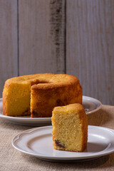 Brazilian corn cake made with a type of corn flour (Fuba)