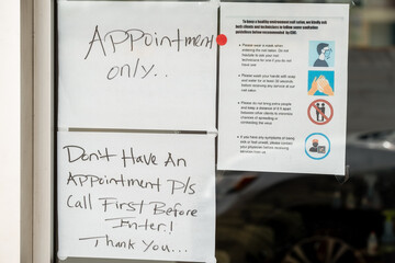 Sign in Store Window Open by Appointment Only after Covid 19