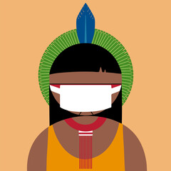 Indigenous girl wearing a mask
