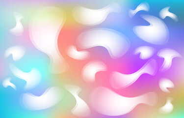 Abstract blurred gradient mesh background in bright rainbow colors with strange objects