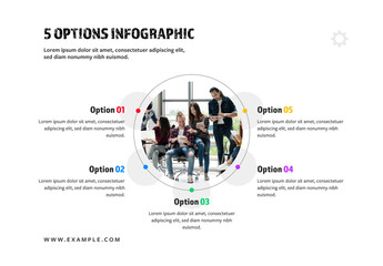 5 Option Infographic Layout with Circle Elements