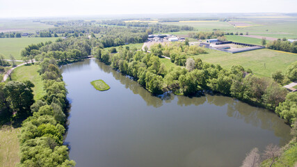 Fototapeta na wymiar Photo from a drone. Forests, rivers and parks.