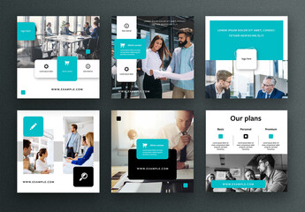 Business Social Media Layouts with Teal Accents