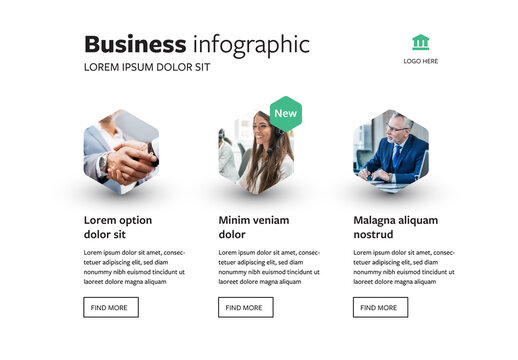 Business Infographic Layout with Hexagon Placeholders