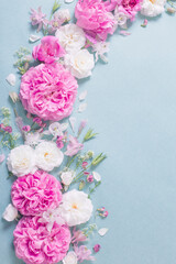 pink and white roses on paper background