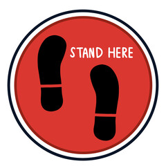 Stand Here and Keep The Distance, Social Distancing Concept for Preventing Coronavirus Covid - 19, Vector Illustration 
