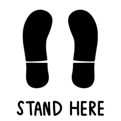 Checking Place Floor Information Sign, Social Distancing Concept for Preventing Coronavirus Covid - 19, Vector Illustration 