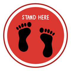 Footprint Floor Sticker. Social Distancing Concept for Preventing Coronavirus Covid - 19, Vector Illustration 