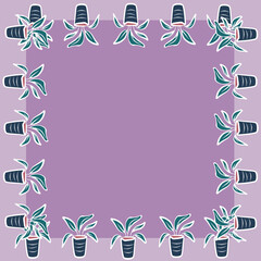 Pattern, a set of flowers in pots. Plants. Background. Frame. Set. Isolated image on a white background. You can move, disconnect.