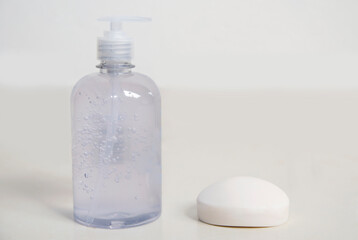 Alcohol gel and soap for hand cleaning