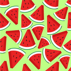 seamless pattern with watermelon with green background