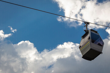 Obraz premium Medellin, Antioquia / Colombia Febreo 24, 2019. Metrocable Line J of the Medellin Metro or Metrocable Nuevo Occidente, is a cable car line used as a medium-capacity mass transport system