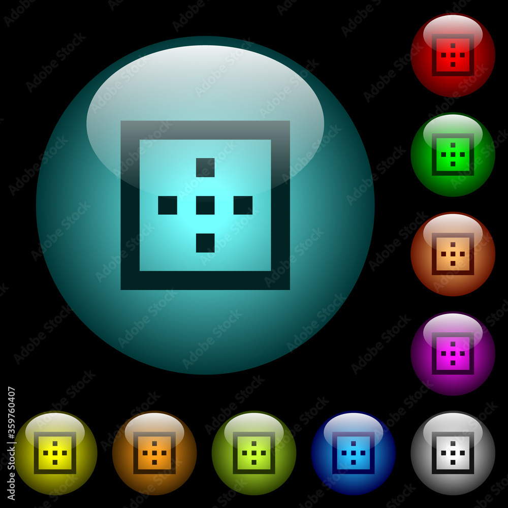 Poster outer borders icons in color illuminated glass buttons