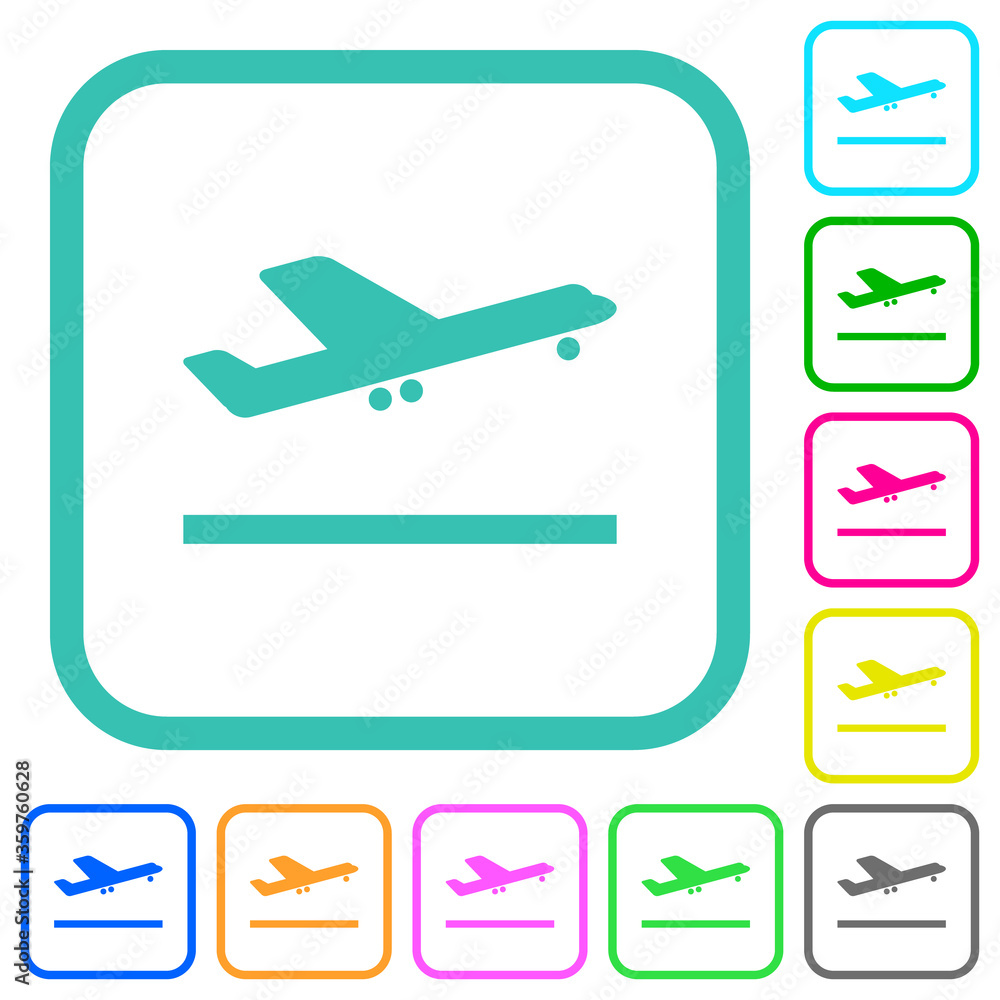 Wall mural Airplane take off vivid colored flat icons