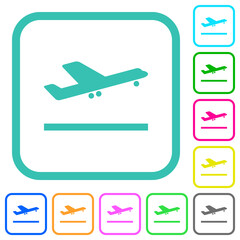 Airplane take off vivid colored flat icons