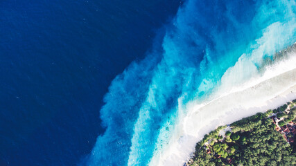 Top view aerial drone photo of one of the most beautiful beaches in the world, incredibly beautiful...