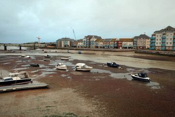 Ader River view by low tide near Shorham-by-Sea, England