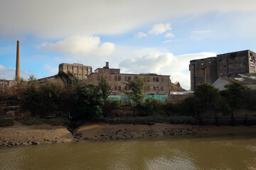 Abandoned industry plant view near Shoreham-by-Sea, England