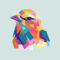Colorful bird pop art illustration. Creative animals art