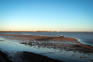 The Solent strait view from town of Ryde, Isle of Wight, England