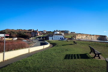 Fototapeta na wymiar Freshwater Bay landscape by sunny day, Isle of Wight, England