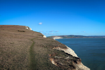 White cliffed rocks of Isle of Wight near Needles, England