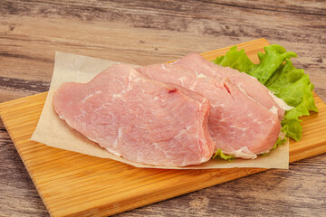 Raw pork steak for cooking