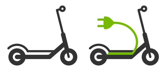 Electric and regular scooter vector icon set. © Samoyloff