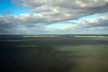 Solent straight view from Isle of Wight, England