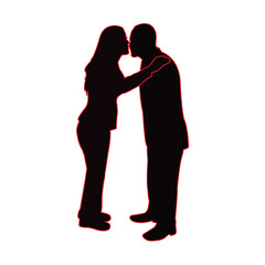 a couple kissing each other, silhouette vector