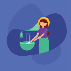 Woman washing her hands vector design