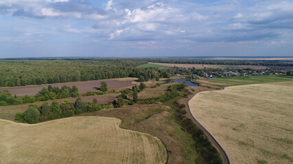 Aerial photo. Rural landscape in the Republic of Chuvashia, Russia