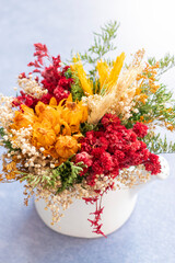 Bouquet of colorful dried flowers
