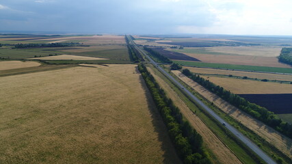 Aerial photo. Top view of the road in the Republic of Chuvashia, Russia