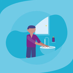 Man washing her hands vector design