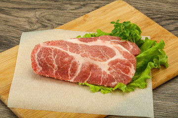 Raw pork meat neck steack