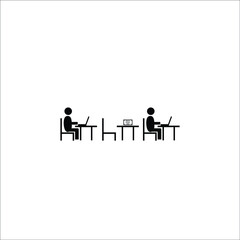Obraz na płótnie Canvas Workplace, compliance between tables. Office distance